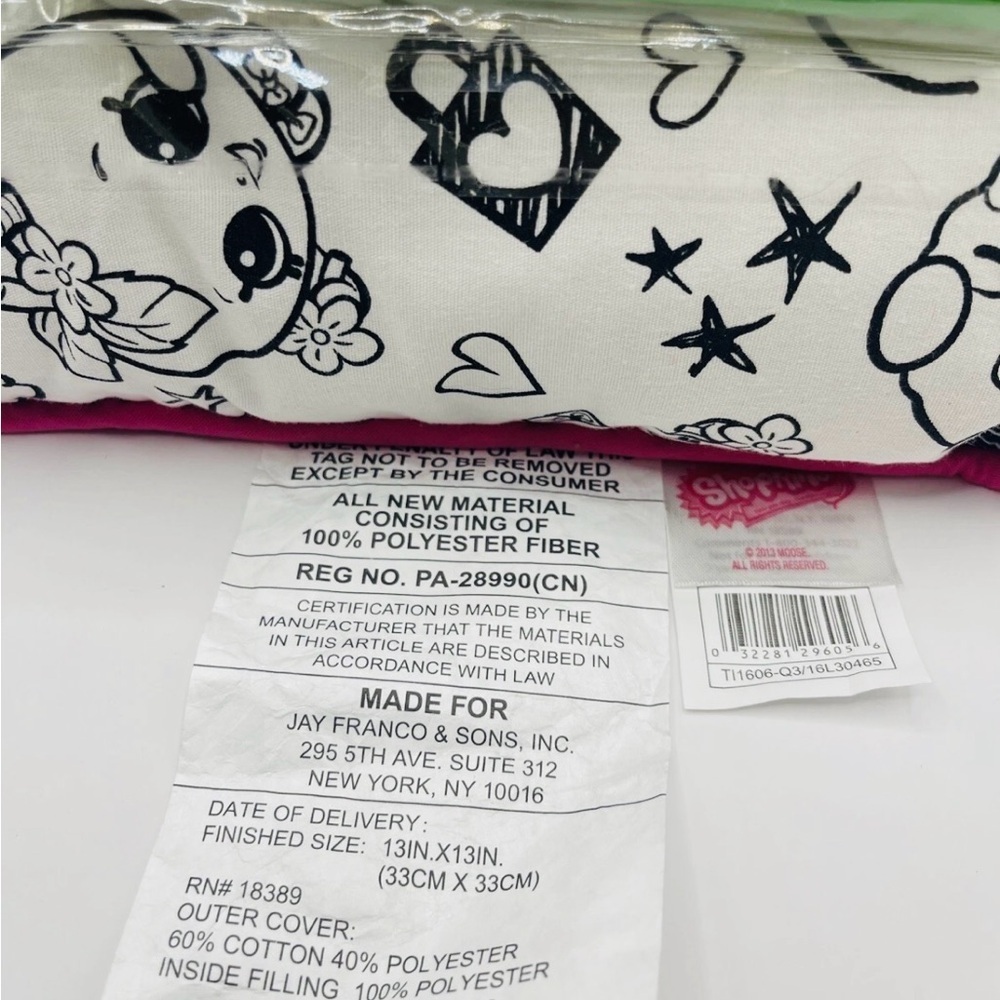 Shopkins Color Me Pillow with Markers - NEW Camp Sleepover Summer Fun Gift Pink - Picture 3 of 4